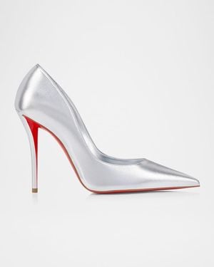 Christian Louboutin Miss Z Metallic Leather Sole Pumps - White