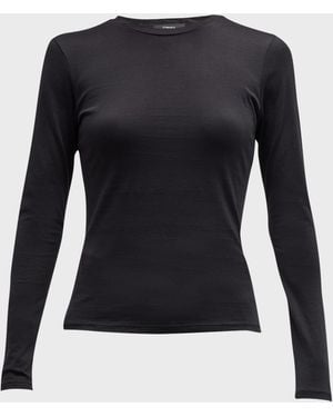 Theory Tiny Tee Long-Sleeve Cotton T-Shirt - Black