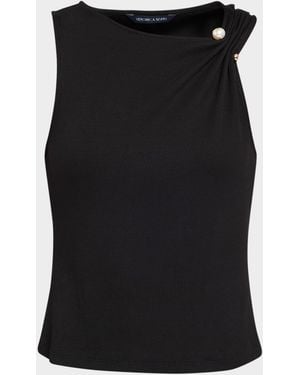 Veronica Beard Deylin Stretch-Cotton Asymmetric Top - Black