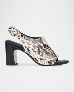 Rag & Bone 75Mm Gigi Snake-Printed Leather Slingback Sandals - White