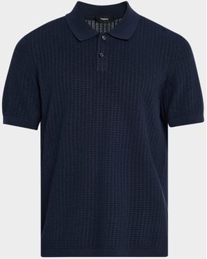 Theory Apos;S Cotton Cable Knit Polo Shirt - Blue