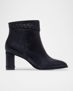 Bernardo Gene Whipstitched Leather Ankle Boots - Blue