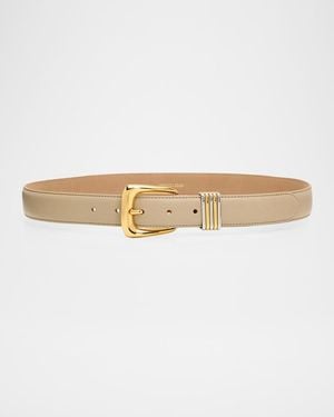 Veronica Beard Arch Leather Belt - White