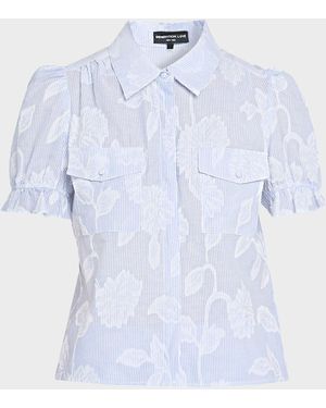 Generation Love Mina Floral Stripe Top - Blue