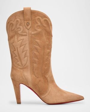 Christian Louboutin Santia Suede Sole Booties - Black
