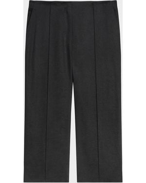 Theory Slit-Cuff Linen-Blend Capri Pants - Black
