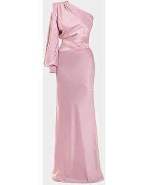 Zhivago Don & Apos;T Look Now Draped One-Shoulder Satin Gown - Pink