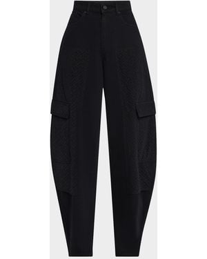 Purple Barrel-Leg Mesh Carpenter Jeans - Blue