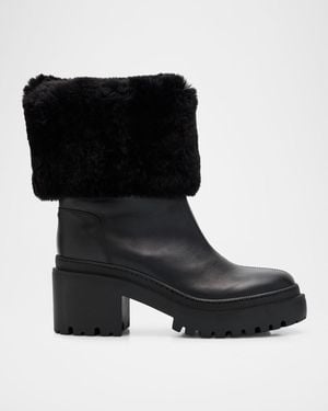 Giuseppe Zanotti Leather Ankle Boots With Shearling Cuff - Black