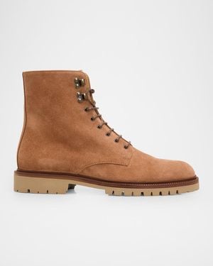 Brunello Cucinelli Apos;S Suede Lug-Sole Lace-Up Boots - Brown