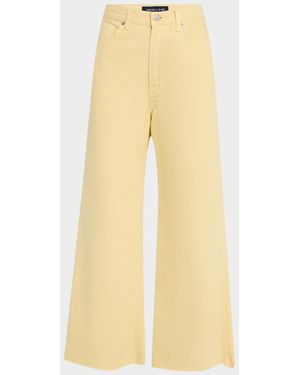 Veronica Beard Taylor Cropped High-Rise Wide Jeans - Yellow