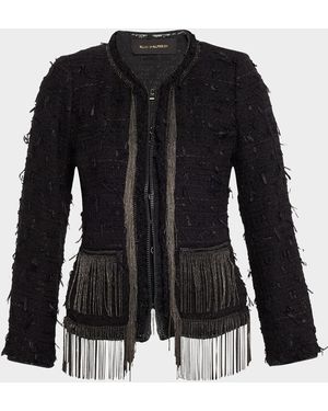 L'Or Fringe Tweed Jacket laubeblanc l'or Designer Fringe Tweed