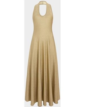 KHAITE Melina Metallic Halter Cocktail Dress