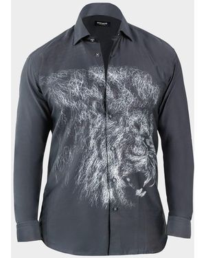Maceoo Fibonacci Cotton Lion Chalk Sport Shirt - Blue