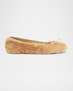 Odissi Lou Faux Fur Ballet Flats - White