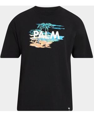 Palm Angels Apos;S Beach Graphic Cotton T-Shirt - Black