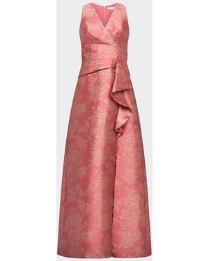 Cynthia Rowley Rhianna Metallic Jacquard A-Line Gown - Pink