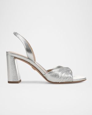 Veronica Beard 75Mm Tullia Metallic Leather Block-Heel Sandals