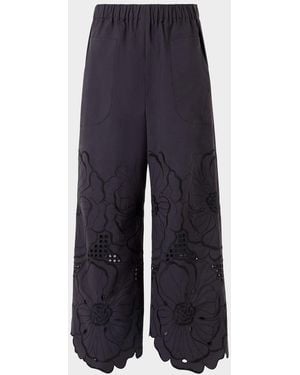 Akris Punto Frey Flower Eyelet Pants - Blue