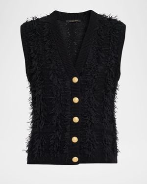 Kobi Halperin Sterling Fringe Knit Sweater Vest - Black