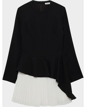 Jonathan Simkhai Amberly Long-Sleeve Pleated Mini Dress - Black