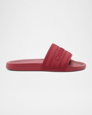 CASABLANCA Apos;S Embossed-Logo Rubber Slide Sandals - Red