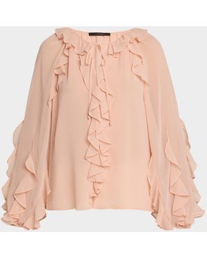 Kobi Halperin Kaytya Ruffled Chiffon Tieneck Blouse - Pink
