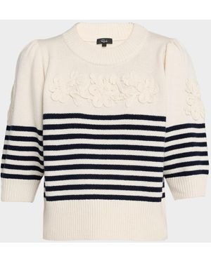 Rails Martha Floral Striped Wool-Blend Sweater - White
