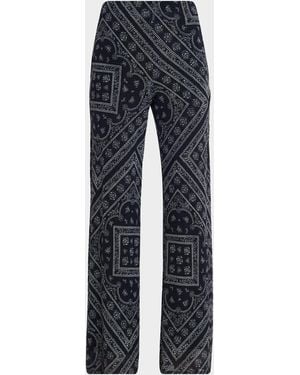 Veronica Beard Hadria Bandana-Print Pants - Blue