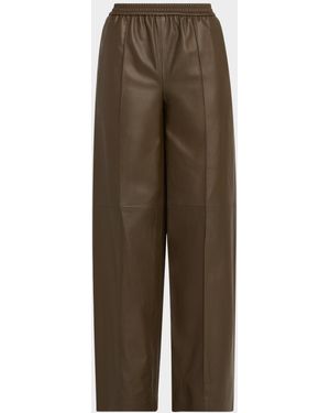 Yves Salomon Pull-On Leather Pants - Brown