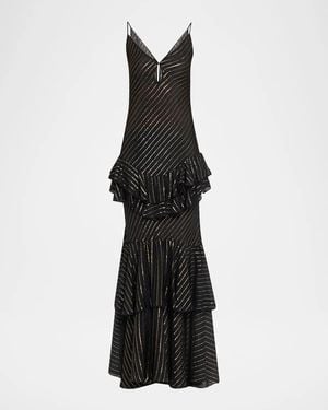 Johanna Ortiz Silk Metallic Reinterpretation Maxi Dress - Black
