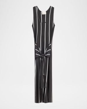 3.1 Phillip Lim Striped Knit Tie-Front Maxi Dress - White