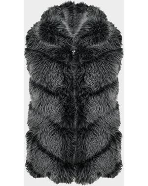 Lyla Grant Fur-Free Quilted Faux Fox Vest - Black
