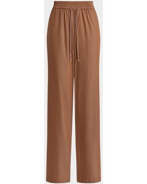 Varley Rowan Striped Cotton High-Rise Straight-Leg Pants - Brown