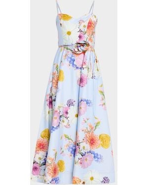 As It May Eirene Floral-Print Sweetheart Midi Dress - White
