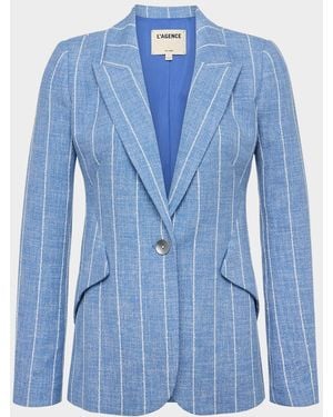 L'Agence Chamberlain Pinstripe Single-Breasted Blazer - Blue