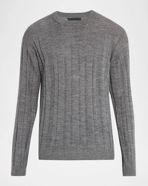 Helmut Lang Apos;S Wide-Rib Wool And Nylon Crewneck Sweater - Gray