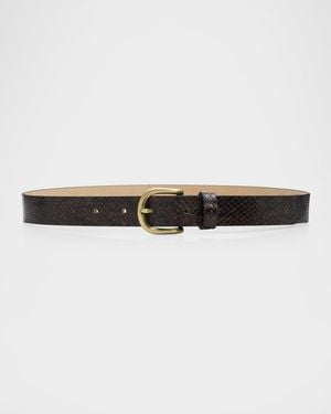 Isabel Marant Zap Snake-Print Leather Belt - Natural