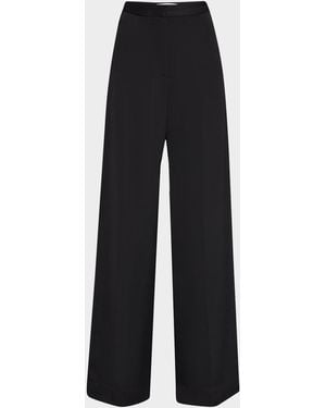 Argent Jones Wide-Leg Viscose Twill Pants - Black