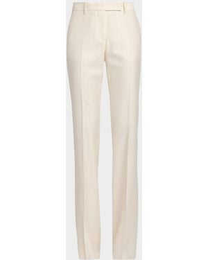 Tom Ford Shadow Striped Wool-Silk Straight-Leg Pants - White