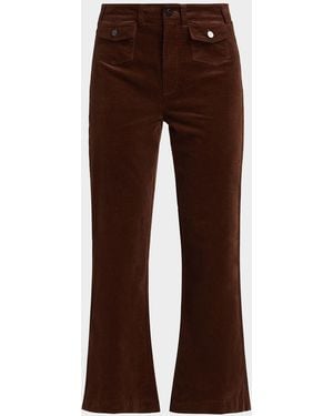 PAIGE Leenah Cotton-Blend Patch Pocket Ankle Jeans - Brown
