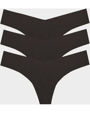Commando Classic Low-Rise Microfiber Thongs, Pack Of 3 - Black