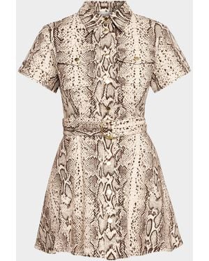 Cara Cara Walter Snakeskin-Printed Cotton Canvas Mini Dress - Natural