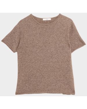 Co. Cashmere & Silk Short-Sleeve T-Shirt - Brown