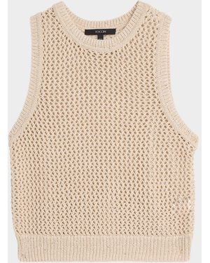 Toccin Winnie Sequined Crochet Tank Top - Natural