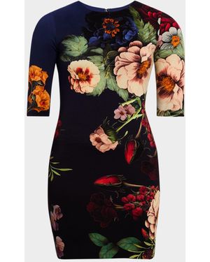 Alice + Olivia Magic Garden Gradient Delora Crewneck Mini Dress - Black