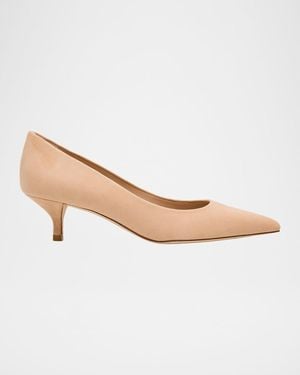 Stuart Weitzman Stuart Suede Kitten Pumps - White