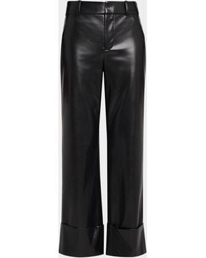 Alice + Olivia Alexander Vegan Leather Cuffed Pants - Black