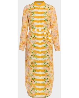 Saloni Molly Printed Long-Sleeve Dress - Metallic