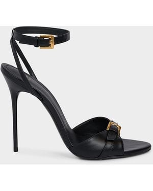 Balmain 110Mm Anthem Leather Ankle-Strap Sandals - Black